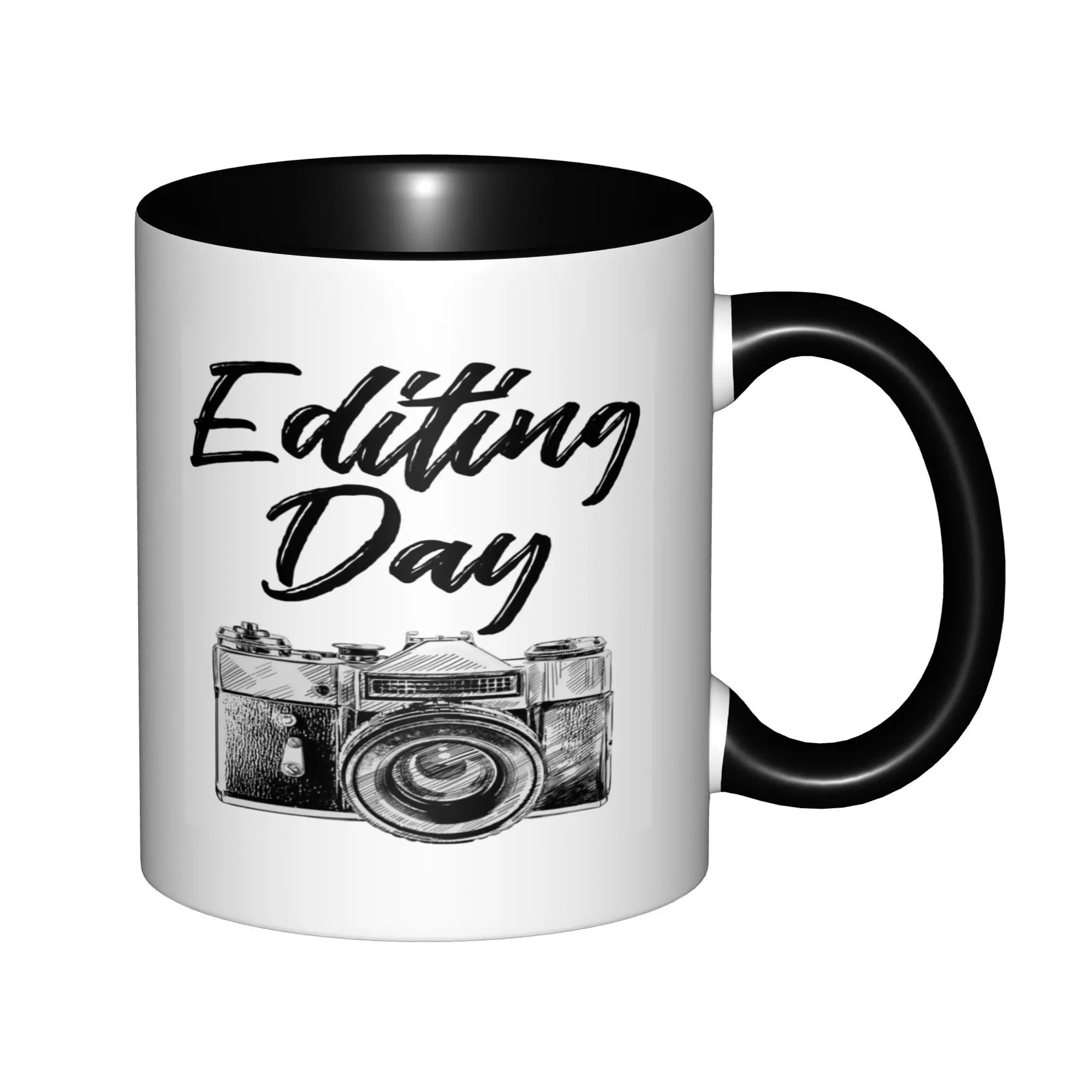 

Photo Editing Day For Friends, Coworkers Mugs With Black Handle Birthday Coffee Mugs Ceramic Tea Cups 11oz