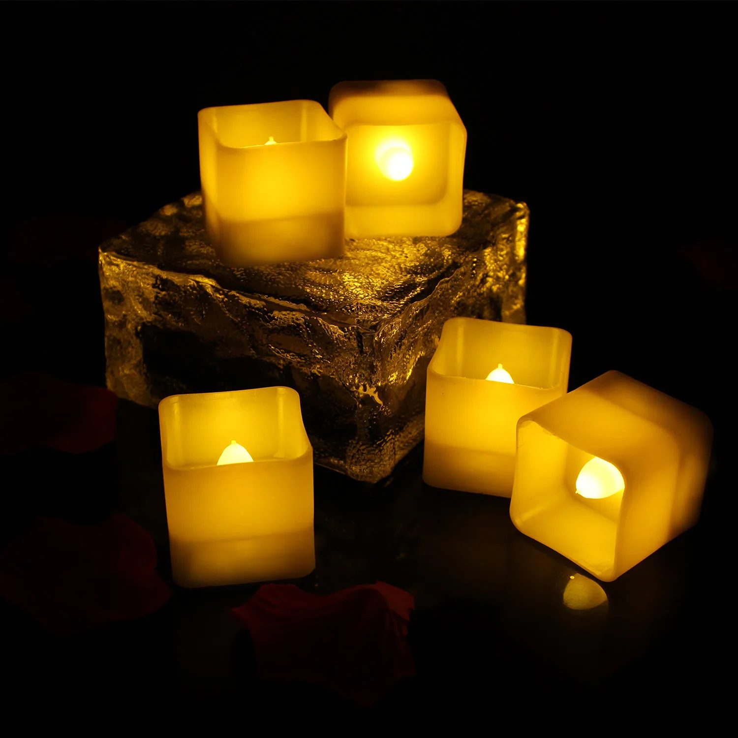 12pcs LED candle Square Electronic Tea Lights Candles with batteries Flameless Romantic Wedding Birthday Party Home Decoration