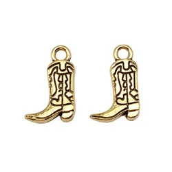 10pcs Double Sided Cowboy Boots Charms 18x12mm Antique Gold Color Jewelry Making Supplies Necklace Crafts