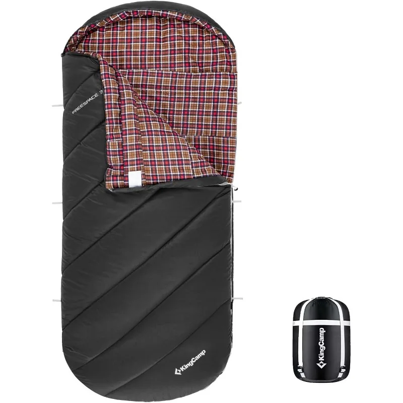 

KingCamp Sleeping Bag for Adults, Extra Wide Flannel Sleeping Bag for Camping Backpacking, Warm & Cold Weather, Big and Tall,