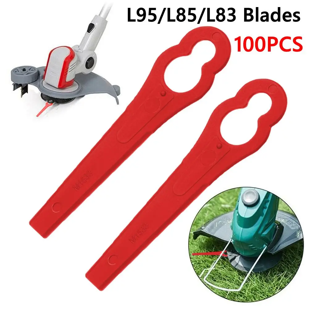 

100 Pcs Plastic Strimmer Blades Replacement L95/L83/L85 Grass Trimmer Blades Grass Trimming Machine Blade Garden Power Tool