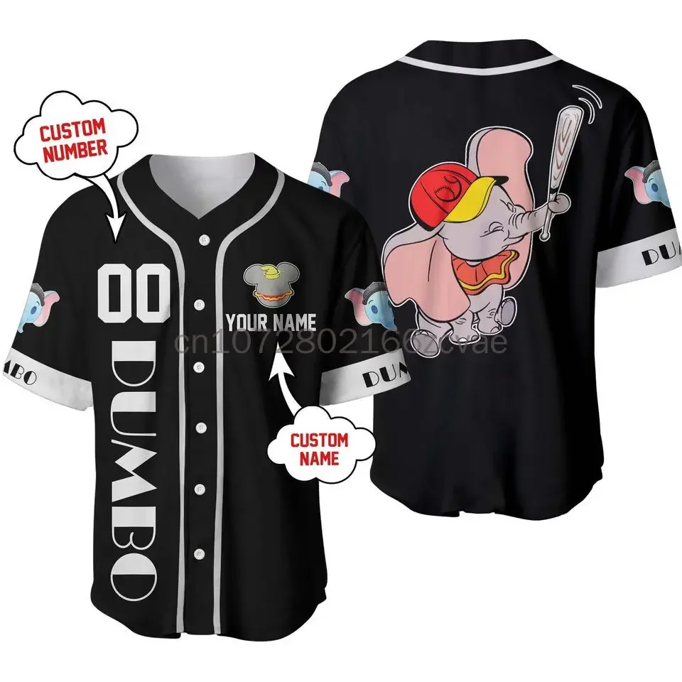 Summer New Dumbo Baseball Jersey Custom Name Men's Baseball Jersey Fashionable Disney Short Sleeve Hawaiian Shirt Track Top