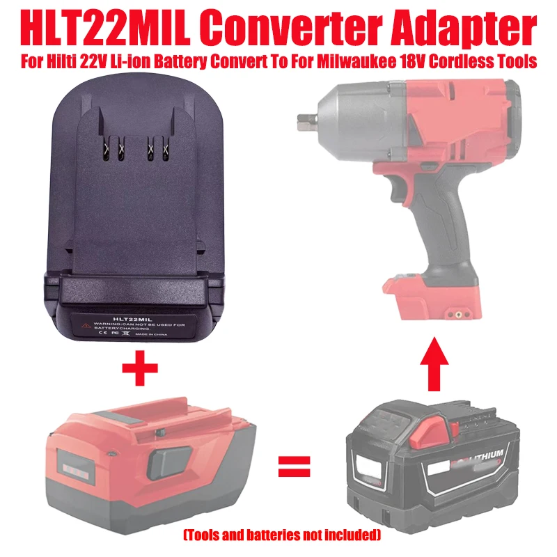 

ALASICKA HLT22MIL Battery Adapter Converter for Hilti 22V B22 Li-ion Battery Convert To Fit for Milwaukee 18V Battery Power Tool