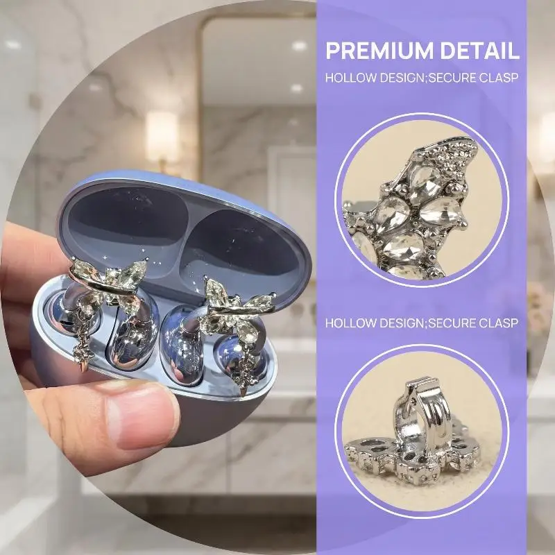 Rhinestone Earphone Clip Decor Removable DIY Jewelry for Customizing Headphones Stylish Look