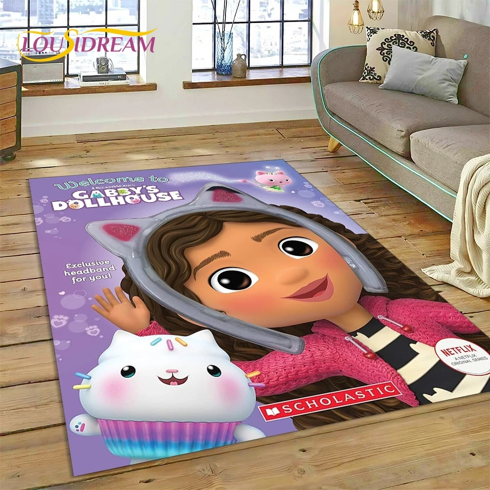 Cartoon Cute Gabbys Dollhouse Girl Rug Carpet for Living Room Bedroom Home Decor,Non-slip Decoration for Sofa Doormat Gifts Kid