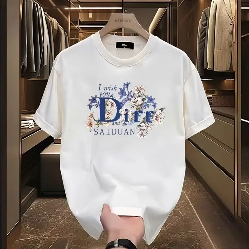 

Fashion Brand Printed Pure Cotton T-shirt Loose Round Neck Suitable for Summer and Sports Short Sleeves Unisex Short Men Sleep