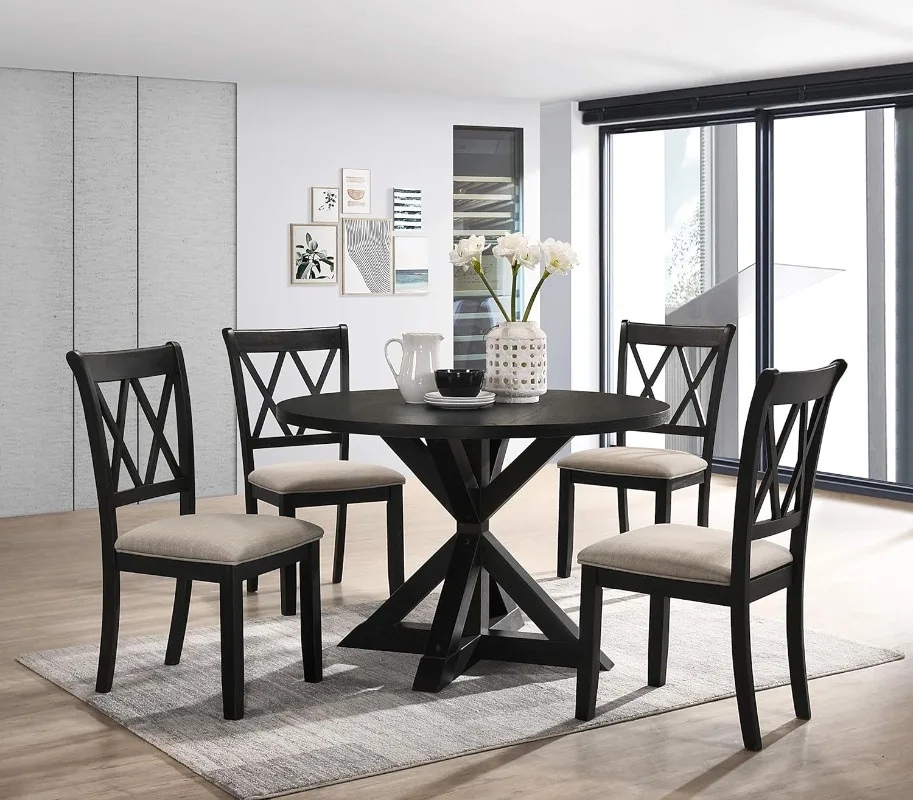 

Furniture Cross-Buck Wood Piece Dining Set, dinning table set furniture table and chairs set dinning table set furniture