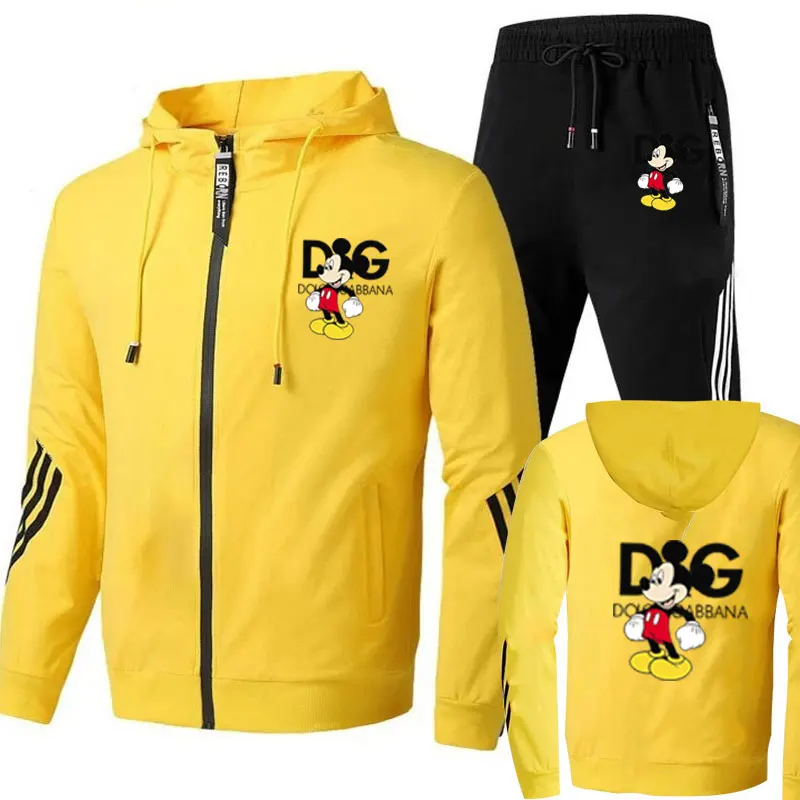 جديد ديزني ميكي ماوس مجموعة رياضية غير رسمية الرجال الخريف جاكيت زيبرا + فستان أطفال مع سروال داخلي 2 قطعة مجموعة الرجال التخسيس موضة الرجال الشارع ث