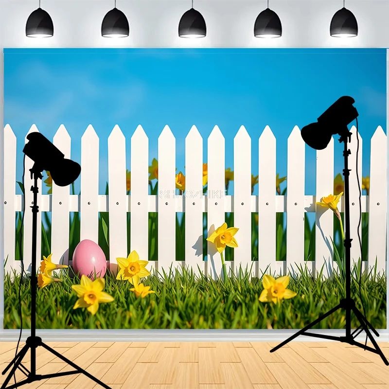 Pastel Happy Easter Day Photography Backdrops Prop With Bunch Eggs Pumpkin Rabbit Children Portrait Party Photo Background ES-01