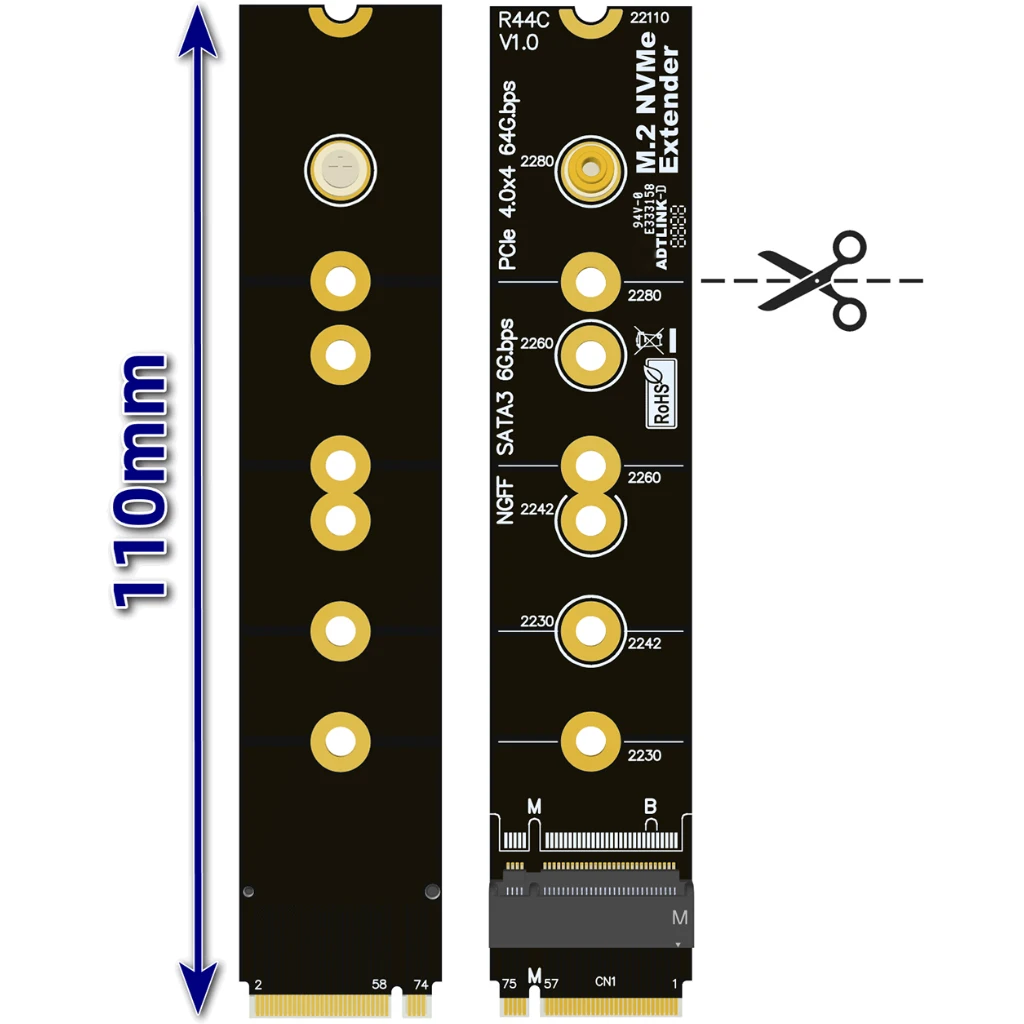 M.2 M key for NVMe SSD Expansion Test Card Gold Finger Slot Protection Card Support PCIe 4.0x4  PCIe SATA Dual Protocol