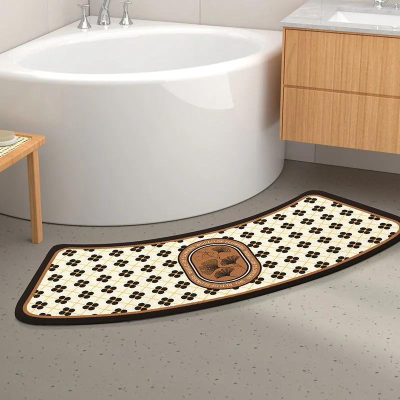 Non-Slip Absorbent Floor Rug, Arc-Shaped Bath Mats, Quick-Drying Bathroom Mat, Shower Room Plush Door Step Foot Pad