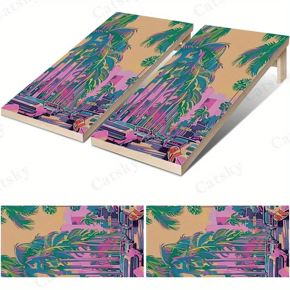 Tropical City Street   Sandbag Board Sticker.This sandbag board sticker is made from high-quality materials, offering excellent