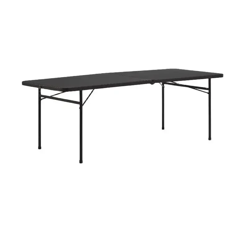 

6 Foot Bi-Fold Plastic Folding Table Simple, lightweight, and space saving., Black