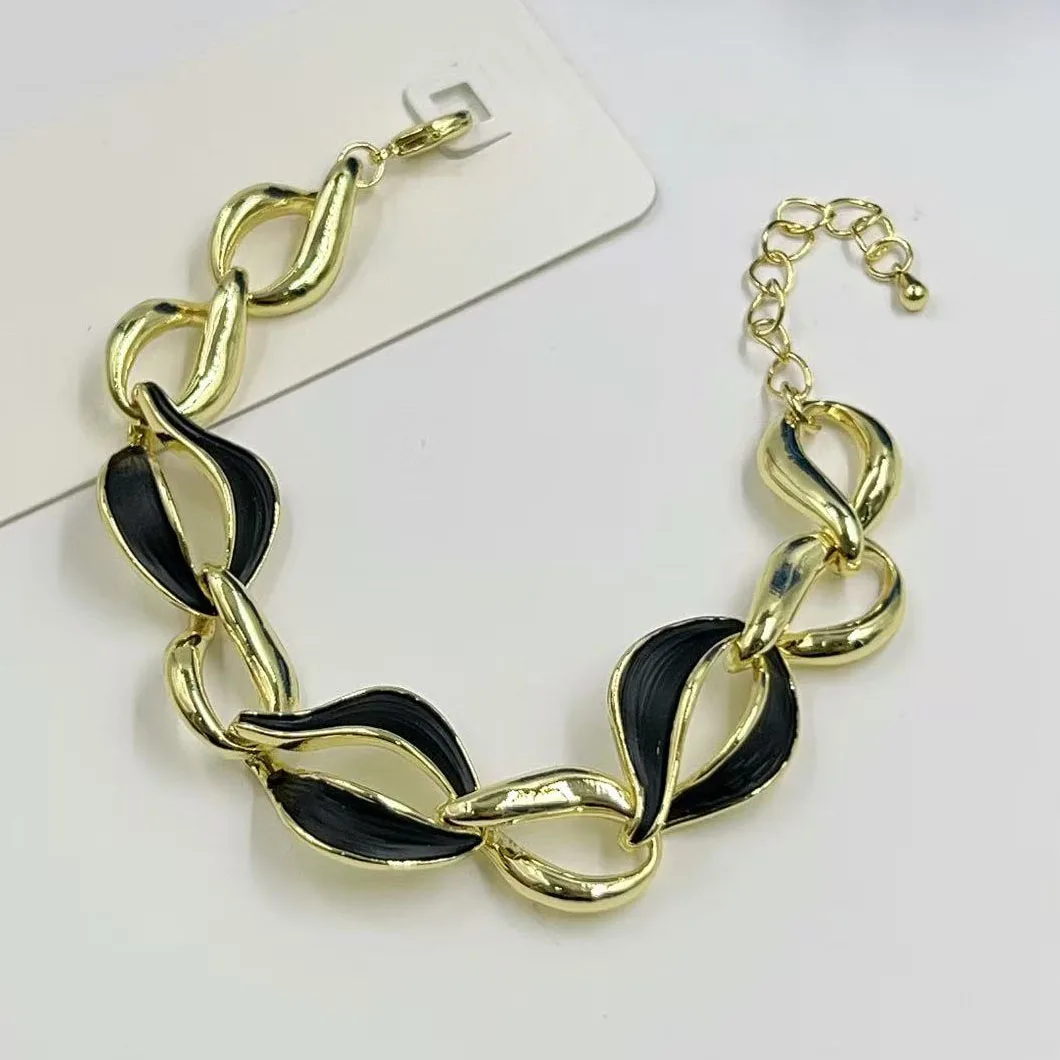 Trendy Women's Gold Plated Enamel Chain Bracelet Adjustable Stackable Statement Jewelry for Daily Wear Party Wedding Anniversary