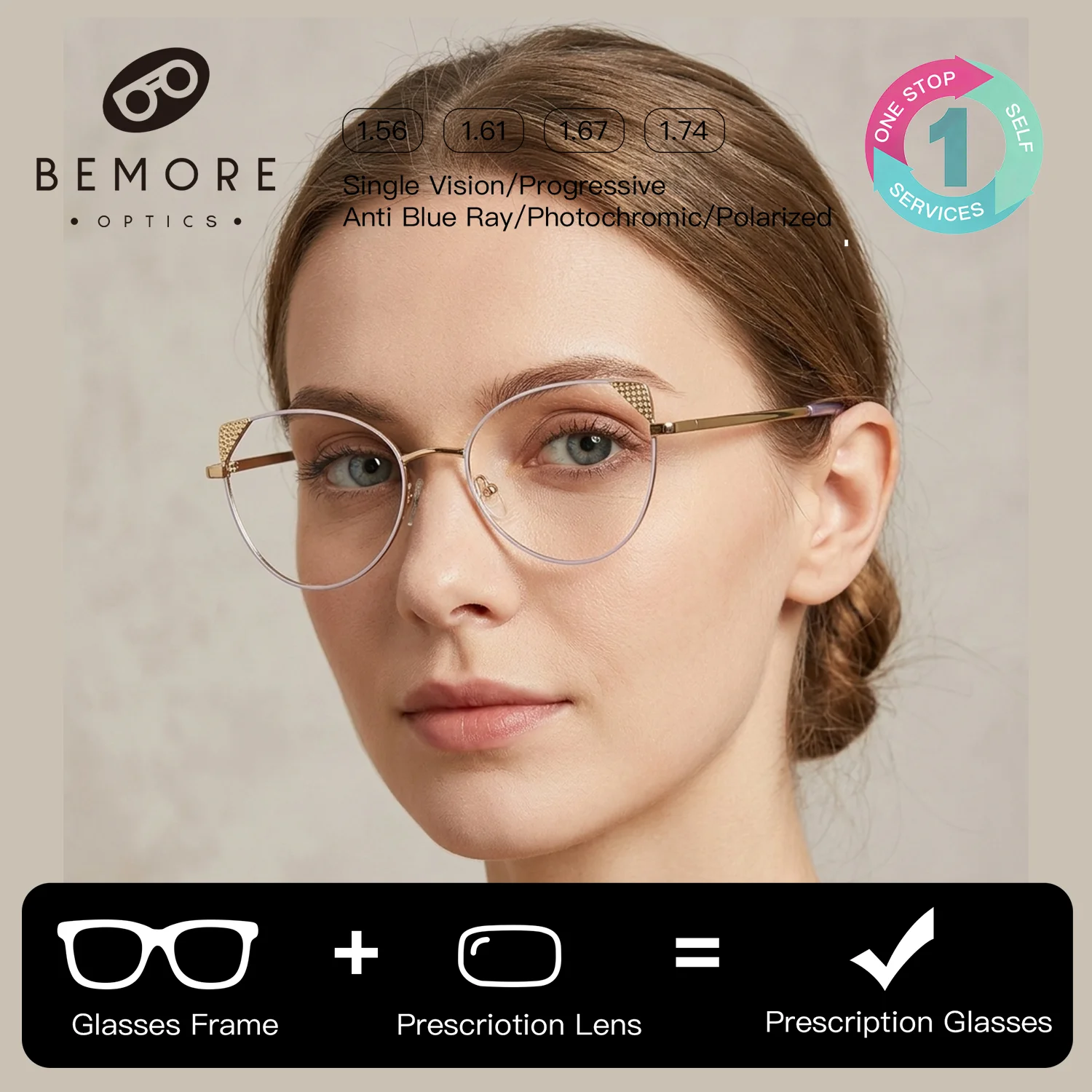 

Очки для чтения BEMORE Classic Butterfly Cat Eye с фильтром синего света, прогрессивные, с диоптриями, для женщин