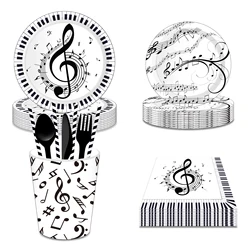 Piano Music Party Disposable Cutlery Sets Musical Note Kids Birthday Tableware Plates Cups Paper Napkins Baby Shower Party Decor