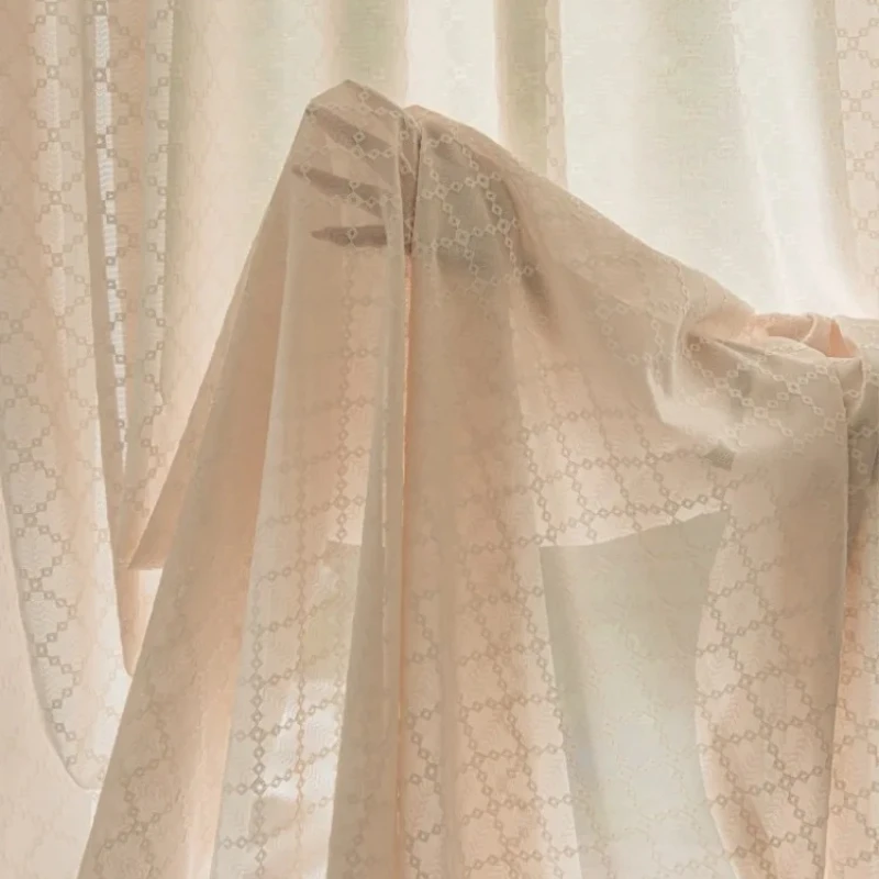 Premium Custom French Cream Embroidered Curtains for Living Room Bedroom and Sliding Door with Semi Sheer Light Filtering Drapes