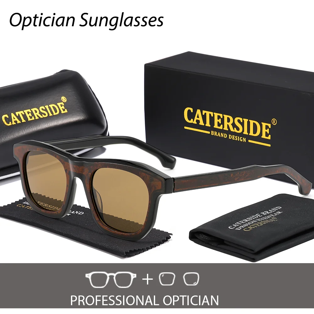 

CATERSIDE оптические солнцезащитные очки унисекс, индивидуальные квадратные линзы, очки по рецепту, ацетатные дужки, универсальные очки для близорукости UV400