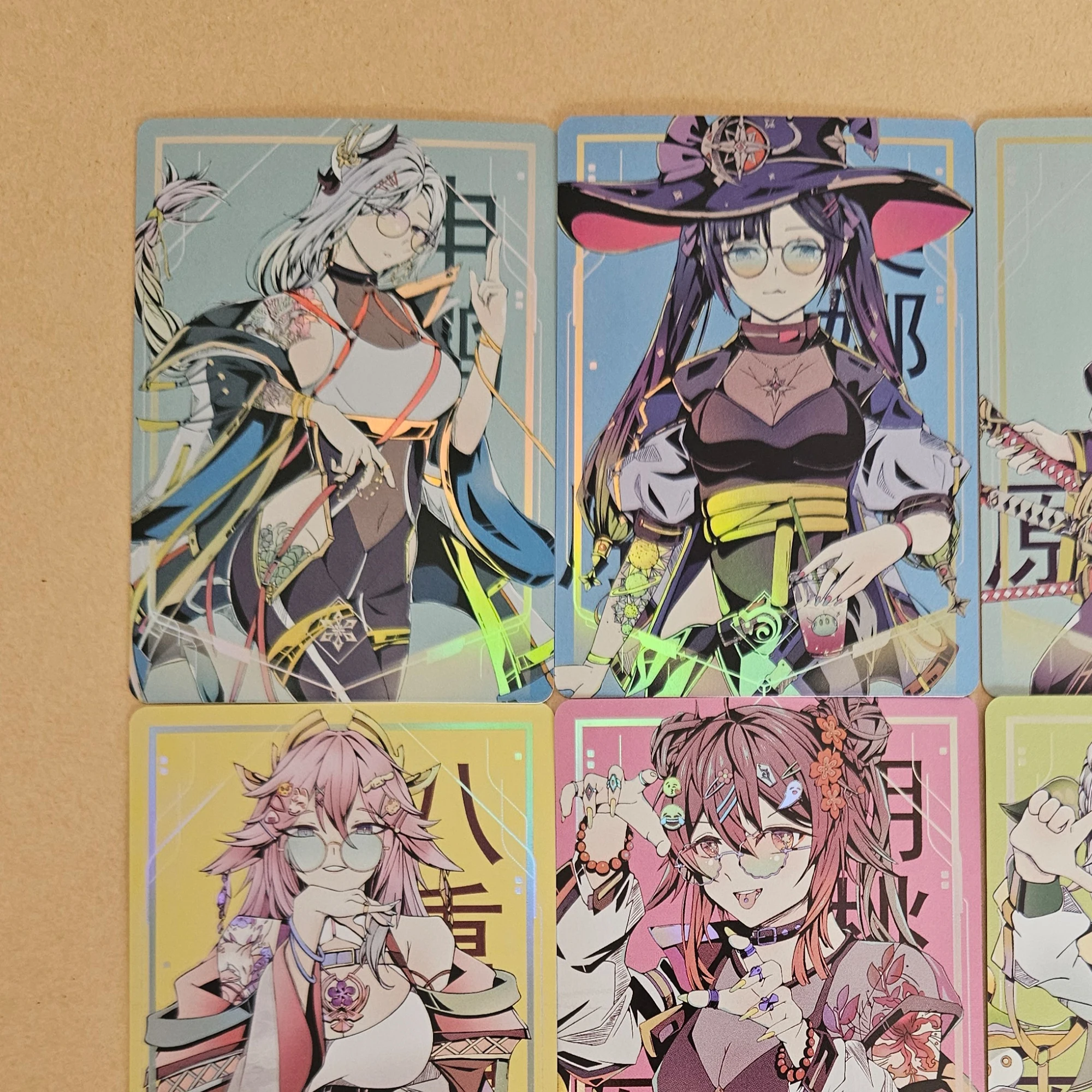 Cartes de collection Genshin Impact Yae ko Shenhe, bricolage, auto-fait, 2e édition, document de réfraction, cartes Flash Anime, jouets cadeaux, 9 pièces, ensemble