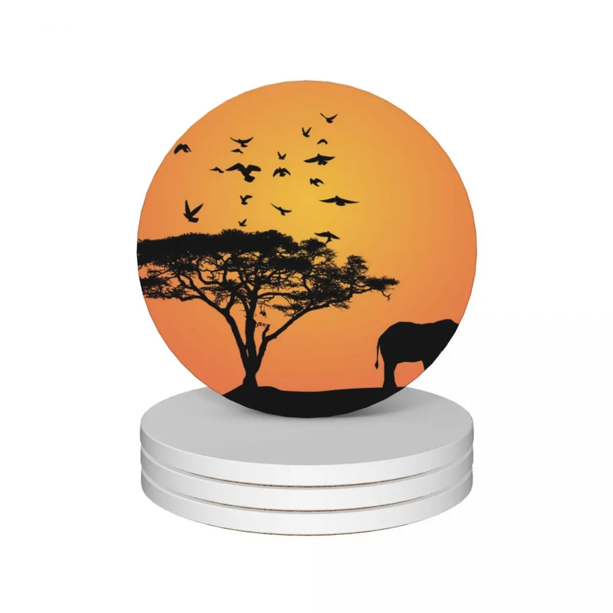 

African savannah evening Ceramic Coasters (Set of 4) Cup mat tea cup holders for drinks aesthetic cup holder Coasters