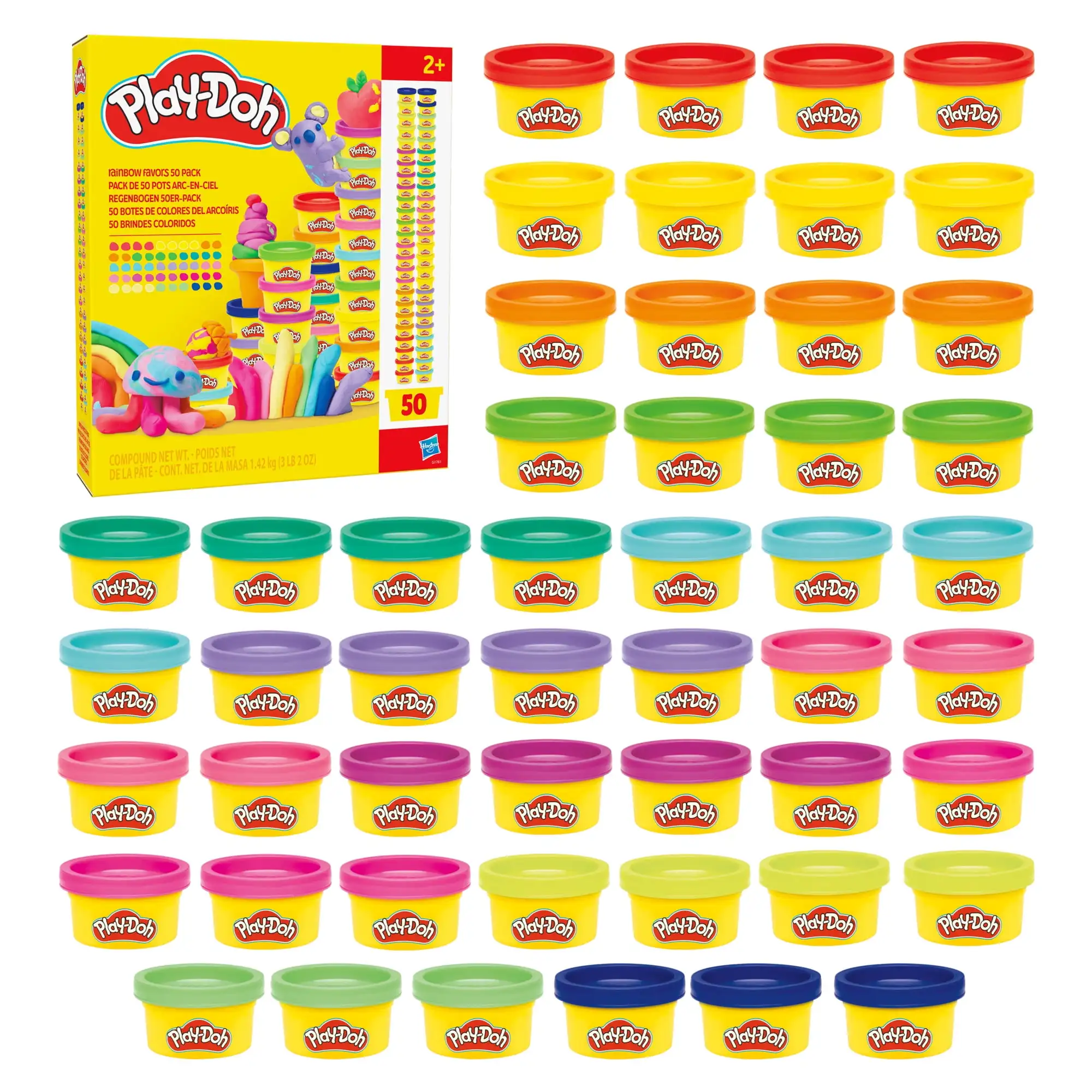 

Play-Doh 50 Pack Rainbow Favors, Bulk Mini 1 Ounce Cans & 13 Assorted Colors, Party Supplies