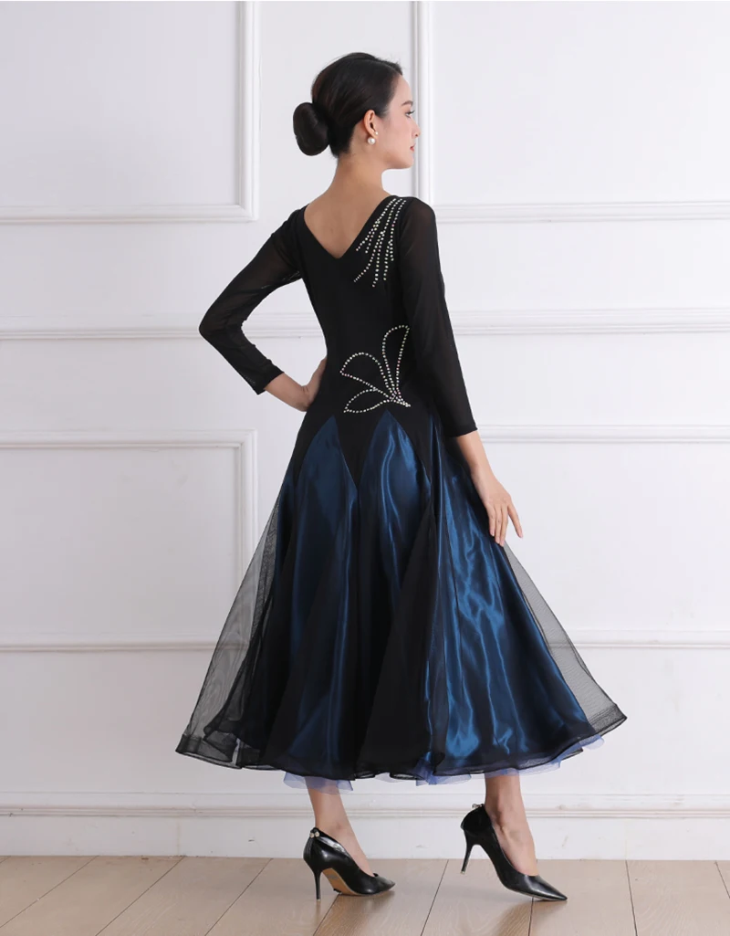 Ballroom Dancing Dresses Women Long Sleeve Black Flamenco Modern Dance Skirt Lady's Standard Waltz Ballroom Dance Dress