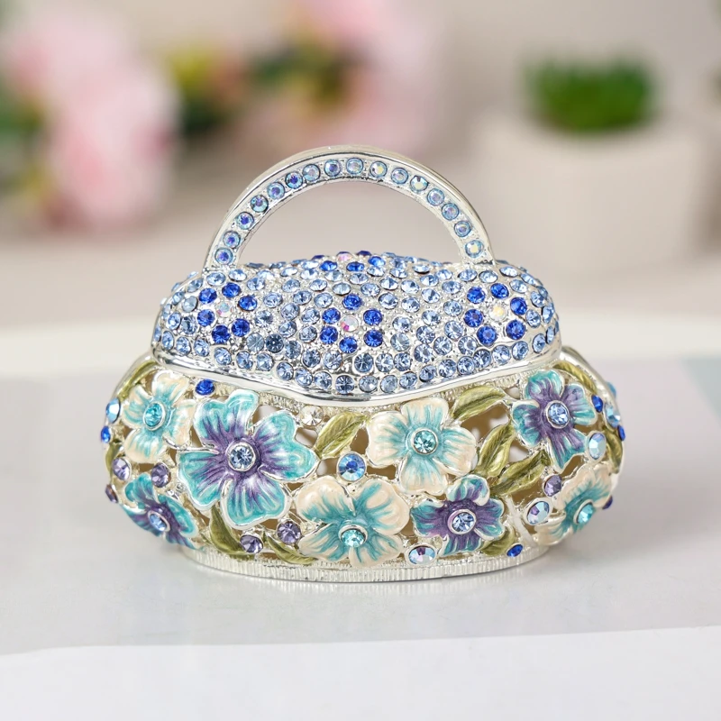 SHINNYGIFTS Vintage Purse Figurine Box Handbag Shaped Trinket Jewelry Box Wallet shaped Earring Box