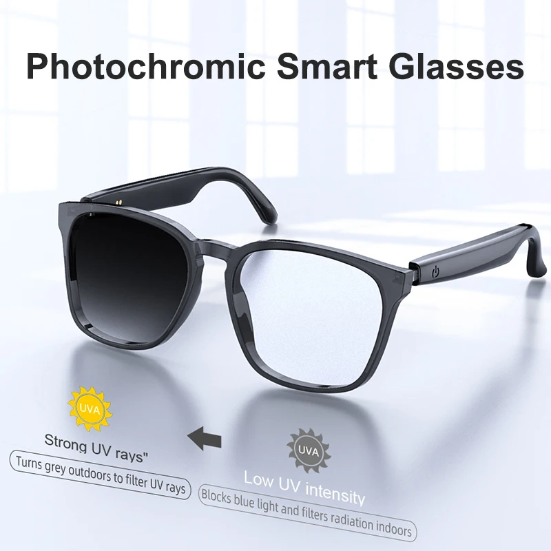 

A14 Smart Glasses Photochromic Lens Bluetooth Earphones Vocie Calls Intelligent Eyeglass Music Headset Outdoors Changes Color