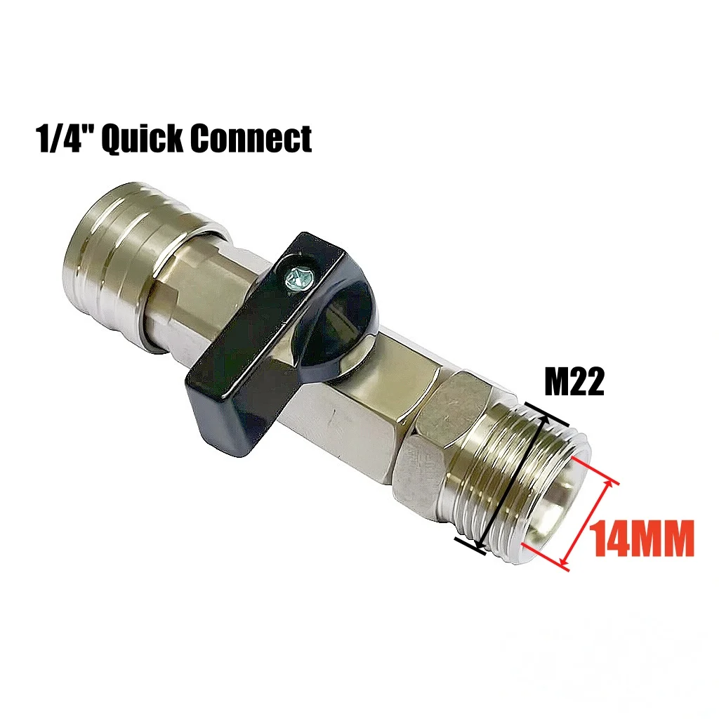 Hochdruck-Waschanschluss 1/4 Zoll mit Kugelhahn für Schlauch M22 14MM/15MM Edelstahl 4000 PSI – Detail 2