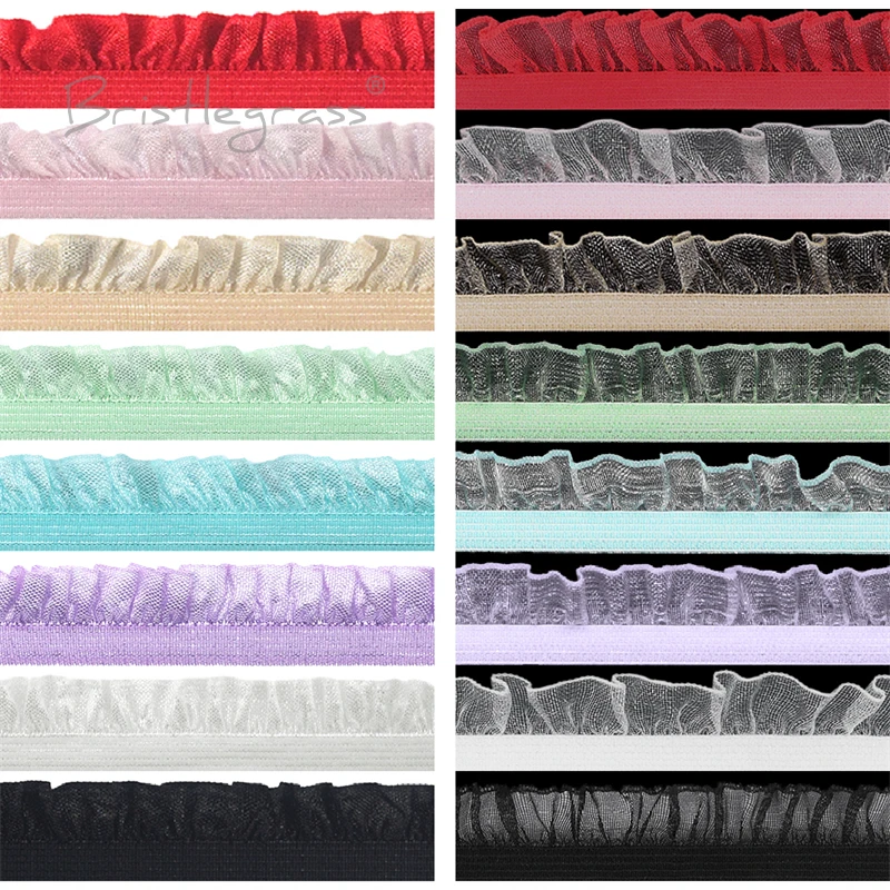 BRISTLEGRASS Frilly Ruffled Lace Trim Elastic 5/8\