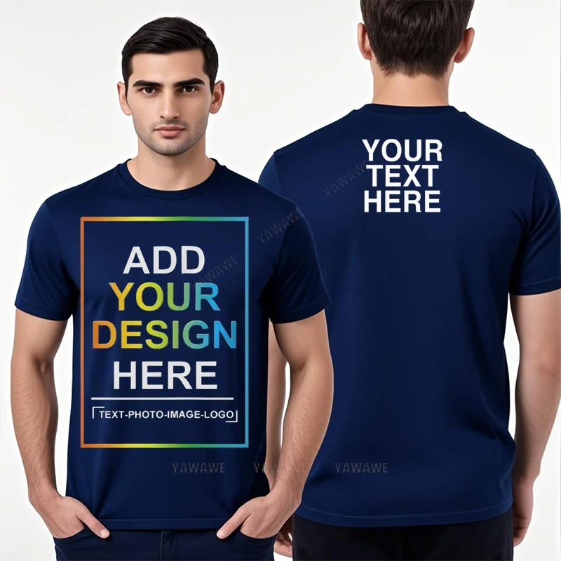 Camiseta con estampado DIY para hombre, camiseta cómoda de algodón con tu foto o logotipo aquí, camiseta personalizada de regalo perfecto para hombre 4XL 5XL