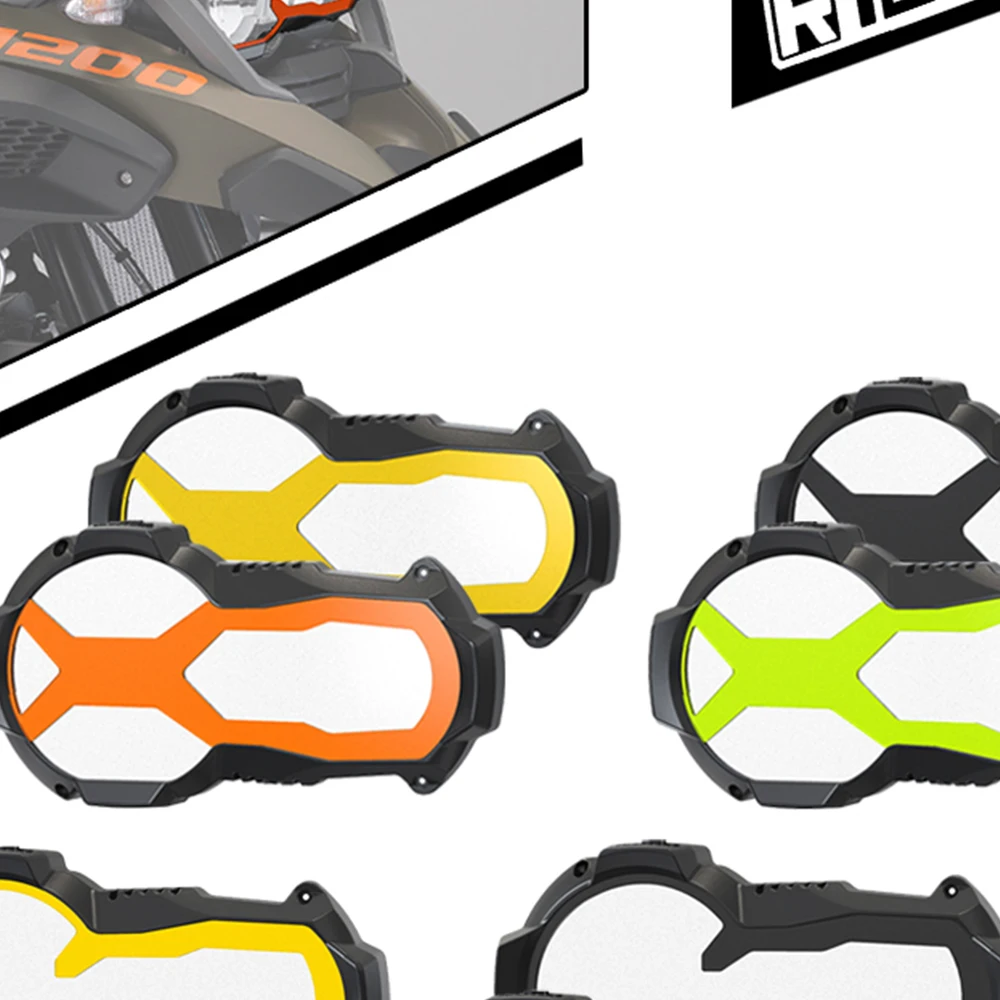 For BMW R1250GS Adventure Rallye TE  R1200GS Exclusive TE R1200GS Motorcycle Headlight Protector Guard Orange Fluorescent Covers