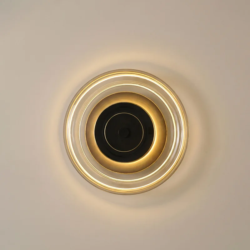 Modern Round Wall Lamps Amber Smoke Gray Glass Lights Bedroom Bedside Restaurant Living Room Hotel Designer Art Home LED Sconces