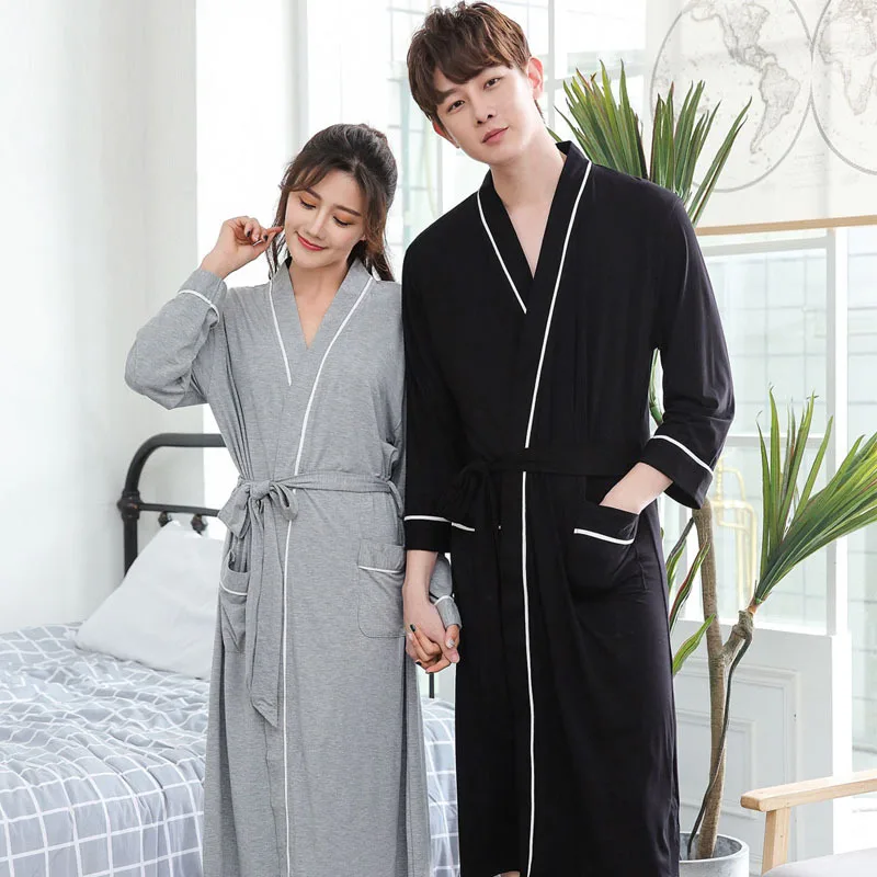 Tie Up Bathrobe Made of Bamboo Pulp Fiber Medium To Long Length Yukata Suitable for Both Men and Women