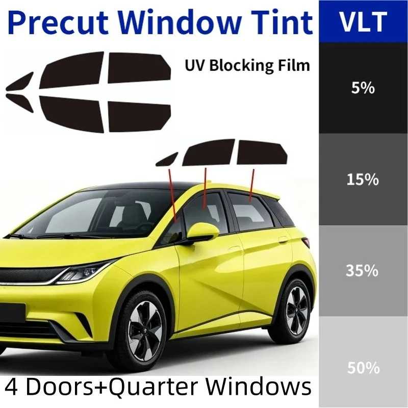 bydドルフィンevハッチバック用プレカットナノセラミックウィンドウティント、4ドア-クォーターウィンドウ、uv・ir熱遮断プライバシーpetフィルム