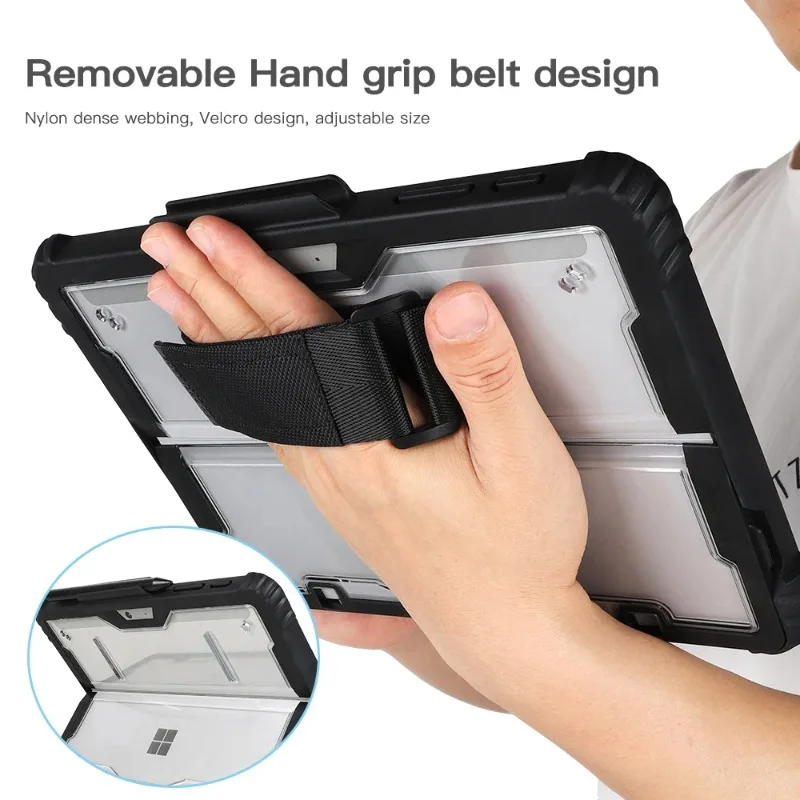 Нейлоновая тесьма на липучке, четырехугольные подушки безопасности, амортизатор для Microsoft Surface Pro 9 10 11, защитный чехол, акриловый прозрачный чехол