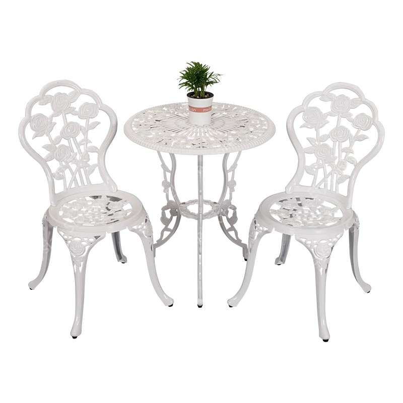 Outdoor Aluminum 3 Piece Table and Chair Courtyard Furniture Set Leisure Balcony Garden Patio Luxury Iron Terrace Folding