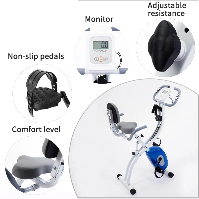 Folding Spin Bike With Back Seat Fitness Bike Magnetic Exercise X Bikes  With 8 Stages Resistance