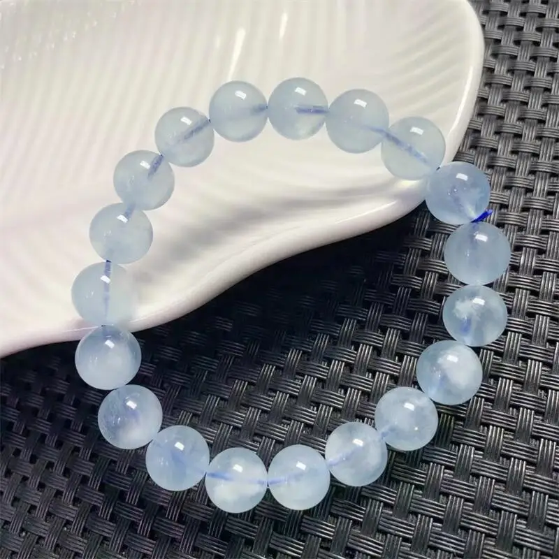 

10MM Natural Aquamarine Bracelet Women Reiki Healing Fengshui Strand Jewelry For Female Gift 1pcs