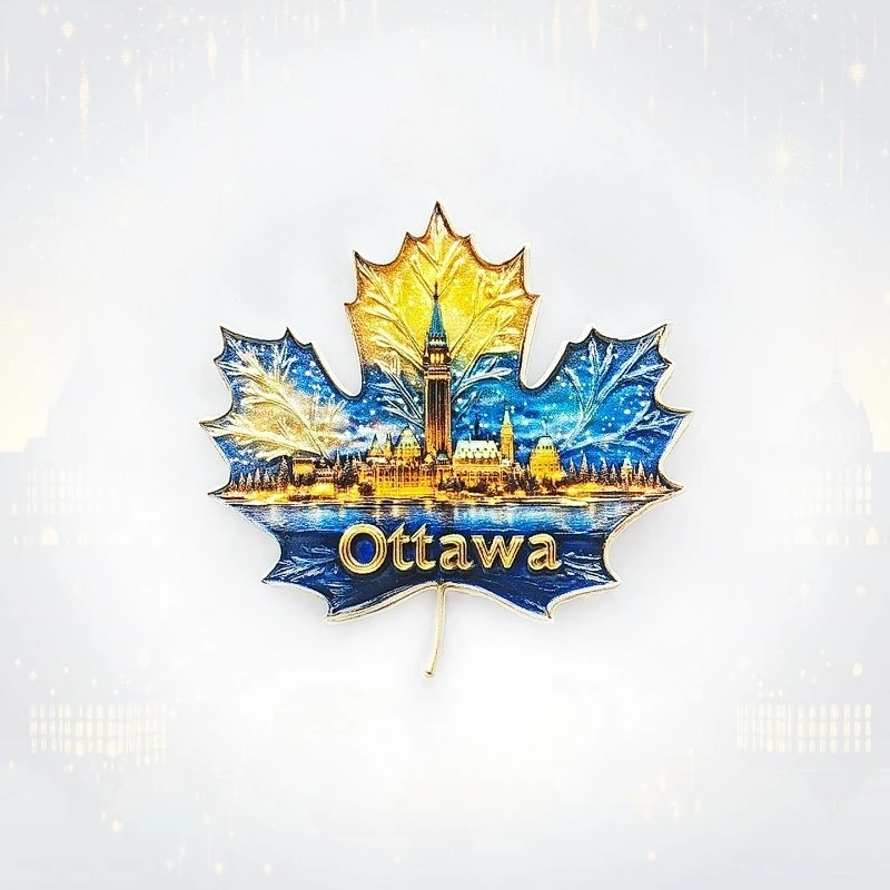 

Ottawa Maple Leaf Fridge Magnet - 3D Canadian Souvenir Parliament Hill Inspired Decor Unique Nature Gift with Strong Magnet