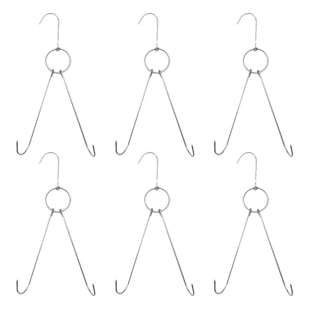 

6pcs Stainless Steel Meat Hooks Double Hook for Hanging Chicken Duck BBQ Roasting Drying Smoking 35cm Small Wax 245cm