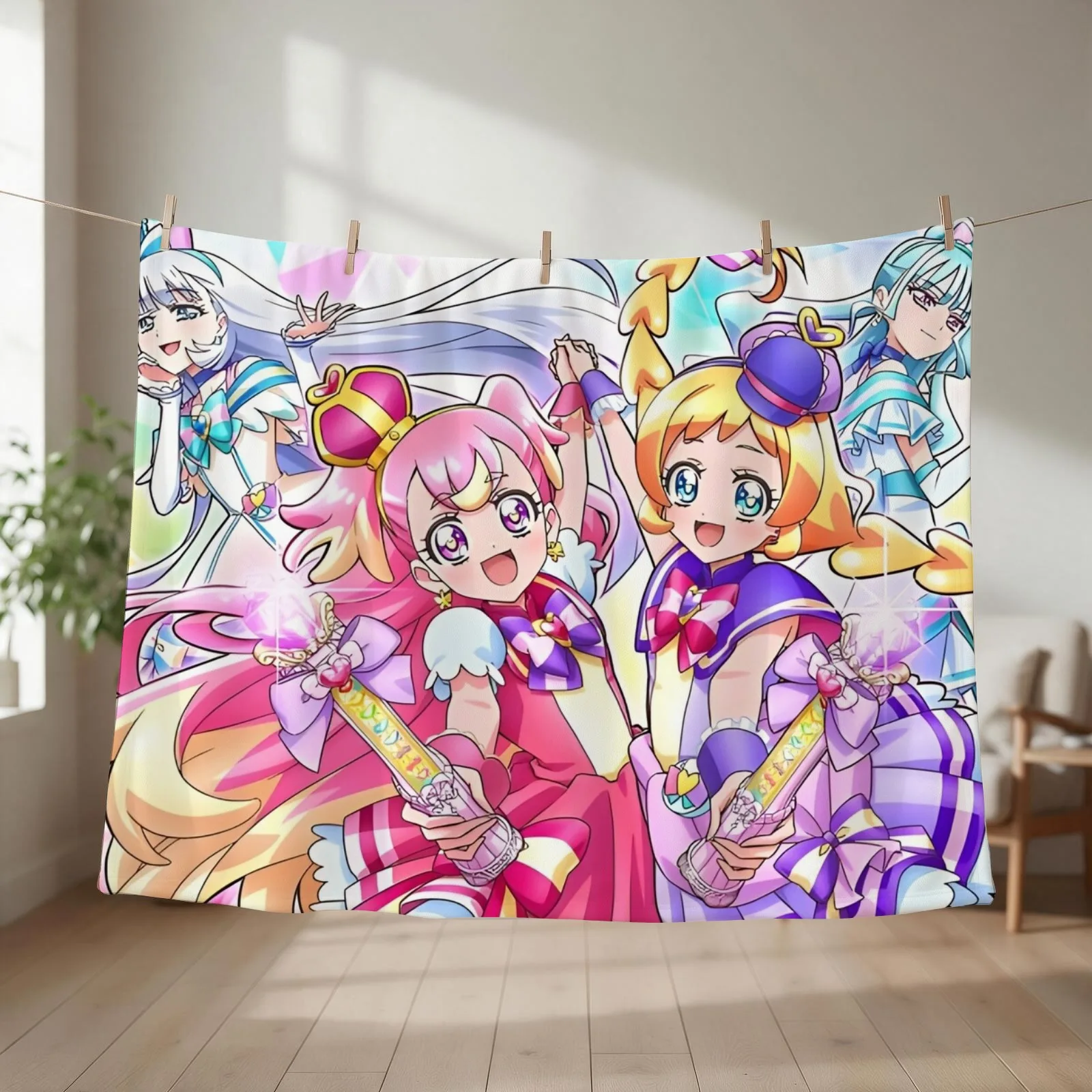 Wonderful Precure - All Characters Throw Blanket couch cozy soft plush fuzzy picnic outdoor blanket