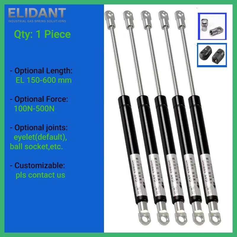 1PC 100-500N 150-600mm Universal Gas Strut Gas Spring Lift Support with Steel Eye Ends for Bed Sofa Storage Box Hatch Lid