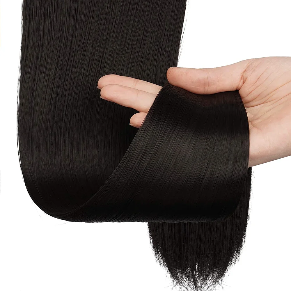 Long Straight Ponytail Natural Hairpieces for Women Wrap Around Hair Extensions Pony Tail Hair Hairpiece Heat Resistant Fiber