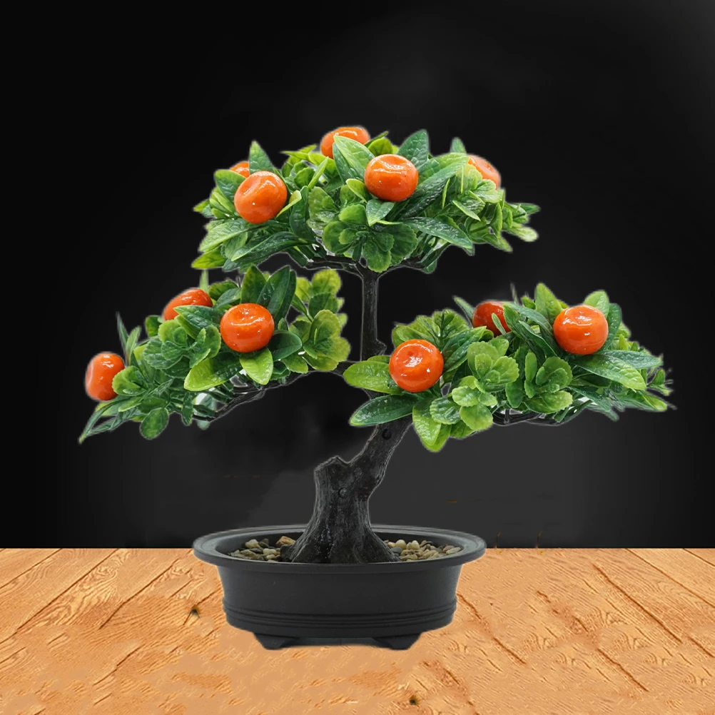 

2pcs Artificial Fruit Tree Decor Realistic Simulation Bonsai For Home Office Indoor Tabletop Potted Plant Fake Greenery Decor