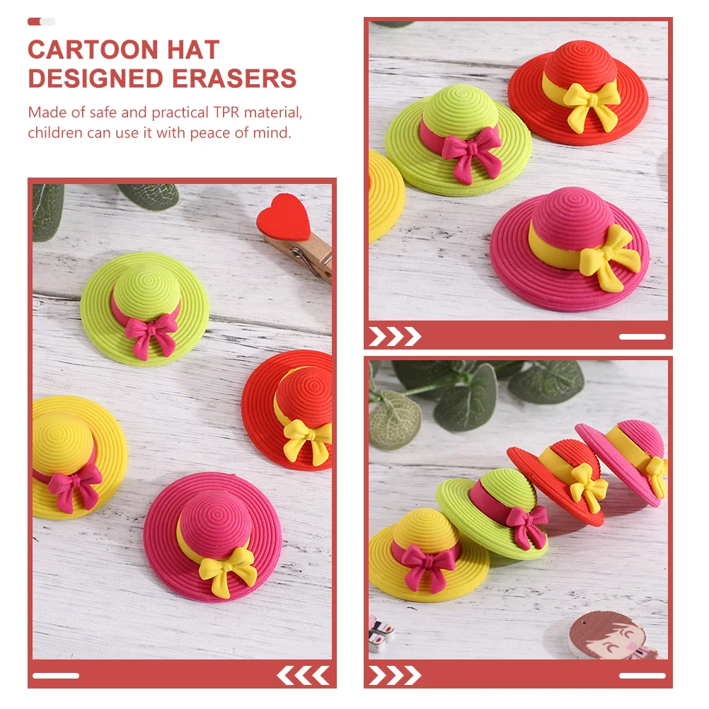 16 قطعة ممحاة قبعة كرتونية للأطفال أدوات مكتبية لطيفة قبعات صغيرة مطاطية مستلزمات مدرسية هدية للطلاب تصحيح خطأ قلم رصاص