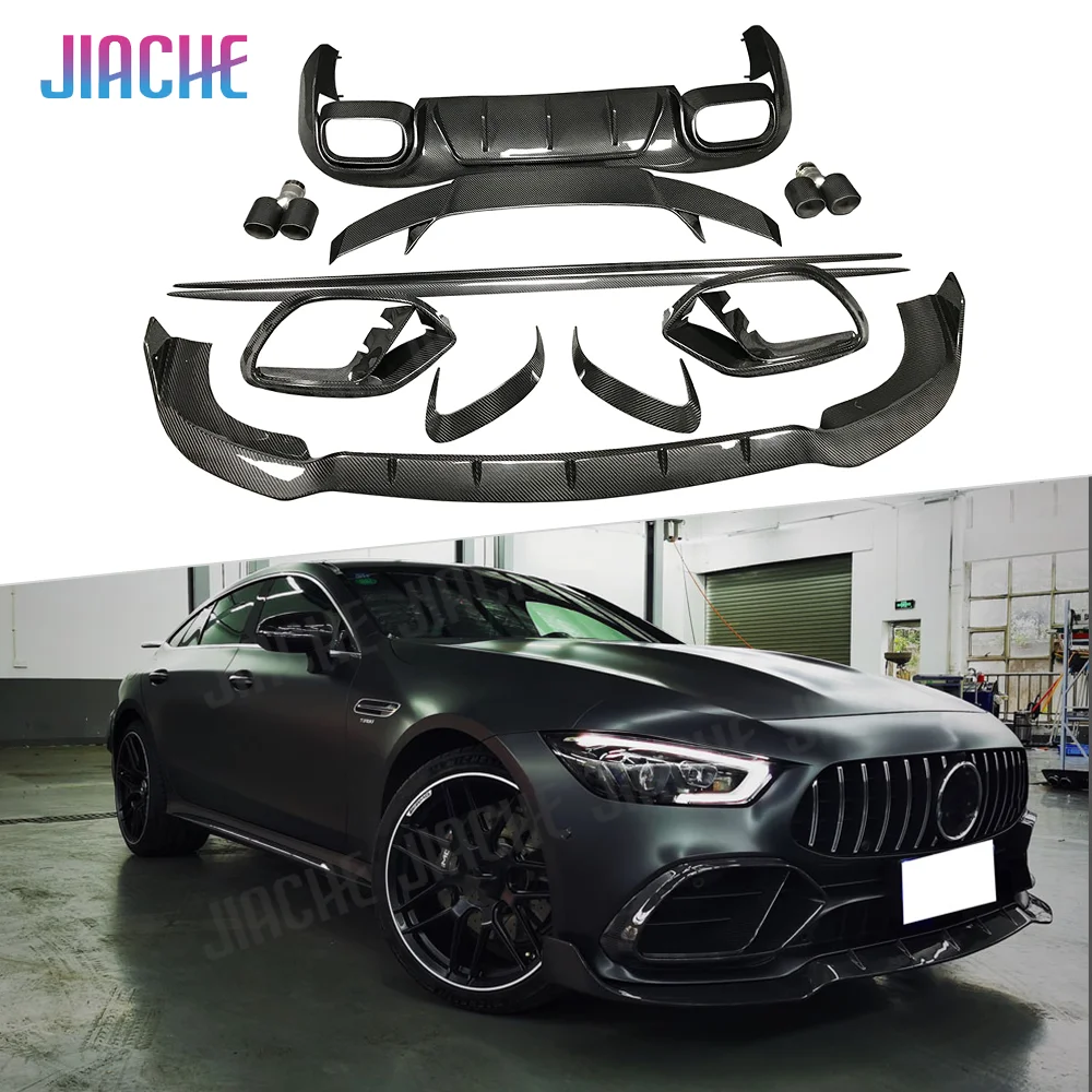 Spoiler Trim ventilasi udara bibir depan, serat karbon kering penutup Fender rok samping belakang Diffuser Untuk Benz AMG GT43 GT50 GT53 2019-2023