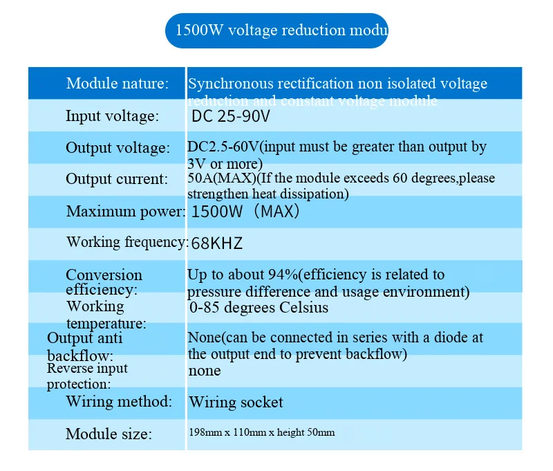 DC-DC 1200W 1500W Step-Down-Modul 50A Hochleistungs-einstellbares Konstantspannungs-Lade-Batterie-Strommodul – Detail 10