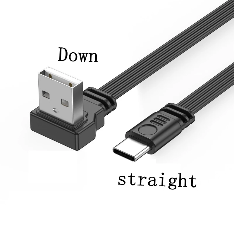 10CM-100CM Flat Flexible straight&Up & Down & Left & Right Angled 90 Degree Usb Male to Type C Male charging and Data Cable - view 6