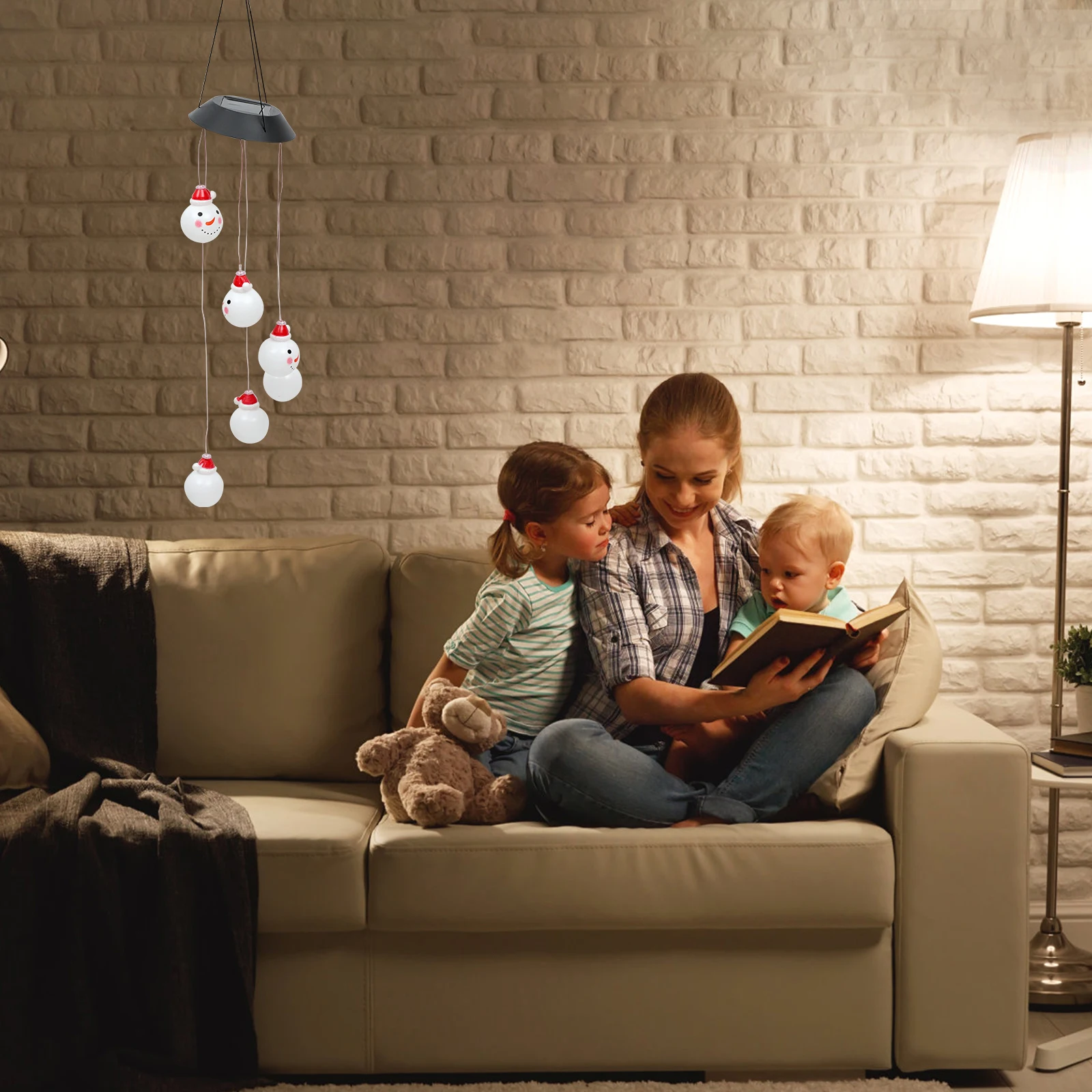 

Solar Wind Bell Lamp Christmas Snowman Outdoor Colorful LED Lights Automatic Solar Wind Chime Light